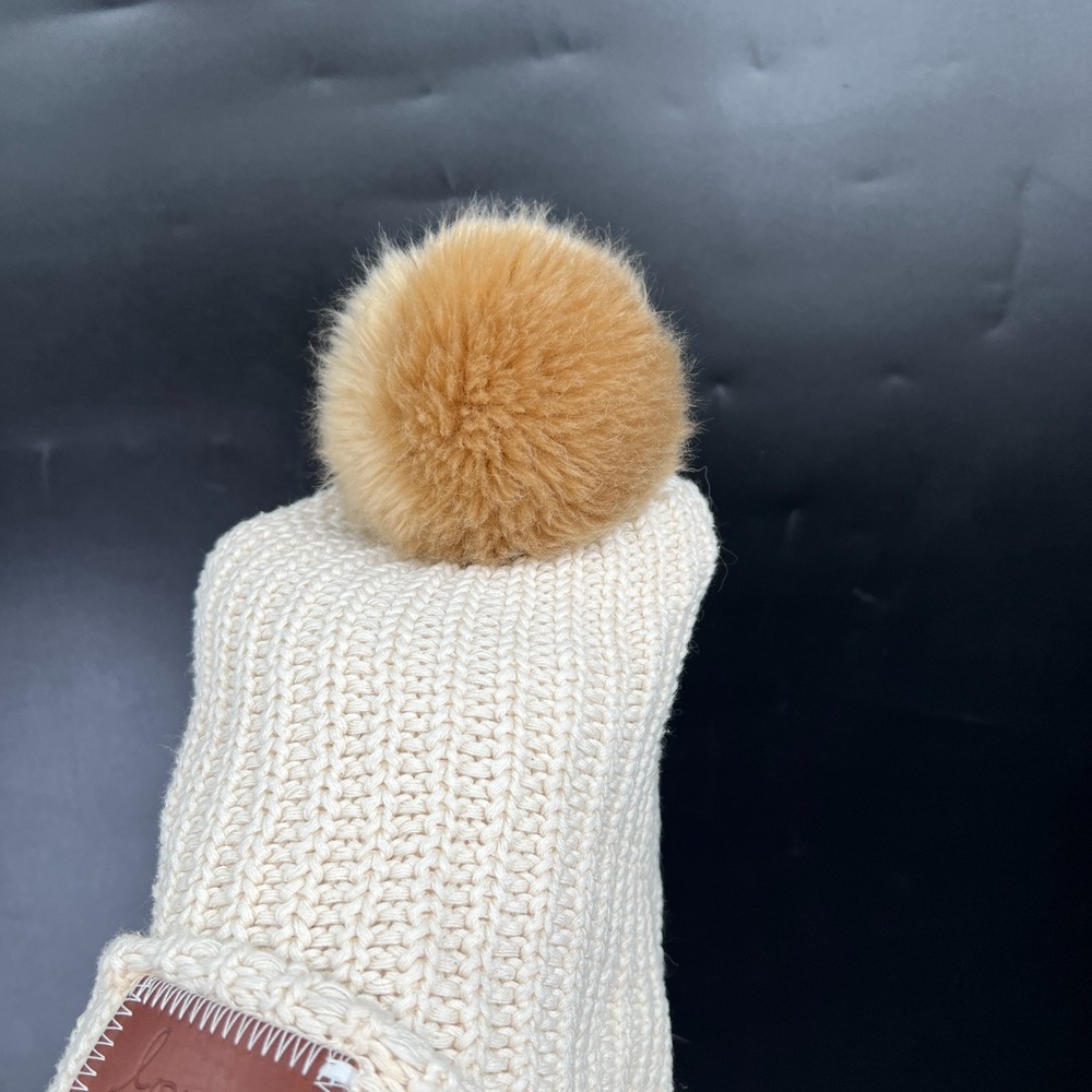 Love your melon white pom pom hat 100% cotton cozy hat - Picture 4 of 7